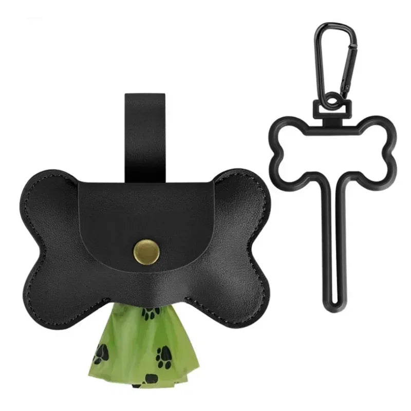 Leather Poop Bag with Leash