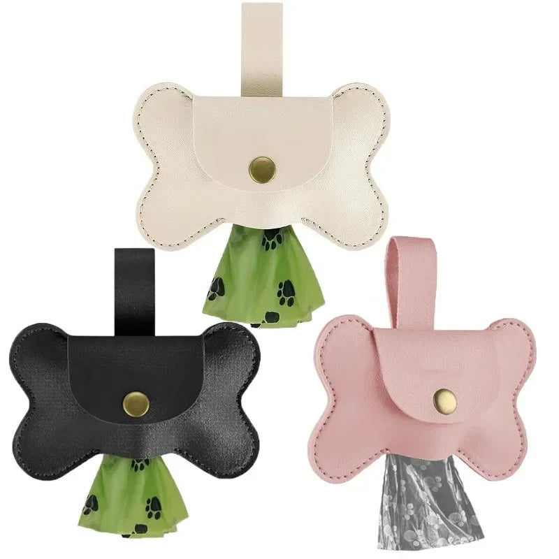 Leather Poop Bag with Leash