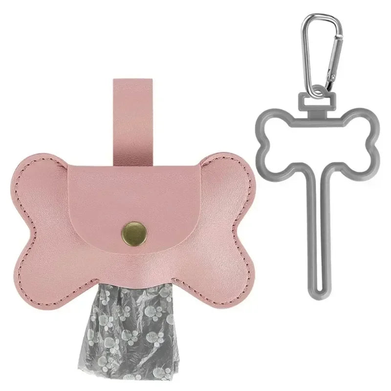 Leather Poop Bag with Leash
