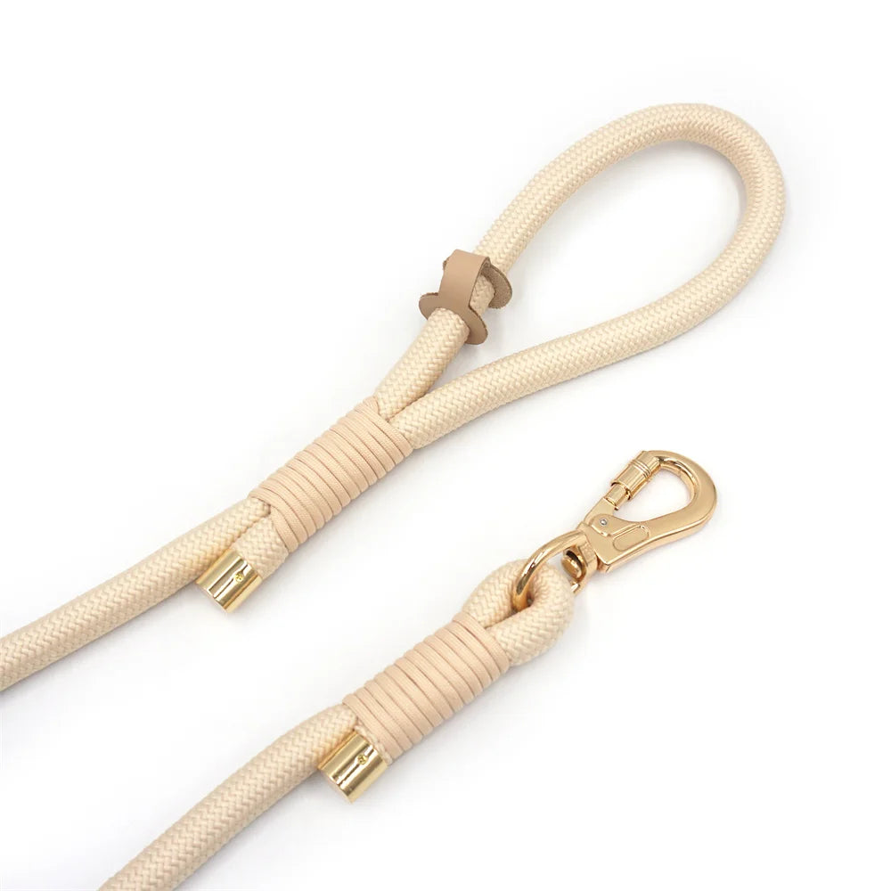 Leather Dog Collar+Leash+Bag Holder Set