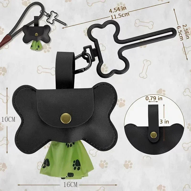 Leather Poop Bag with Leash