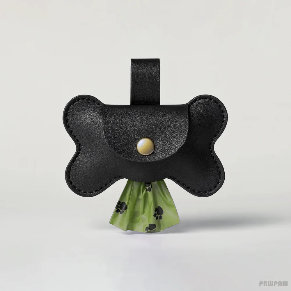 Leather Poop Bag with Hook