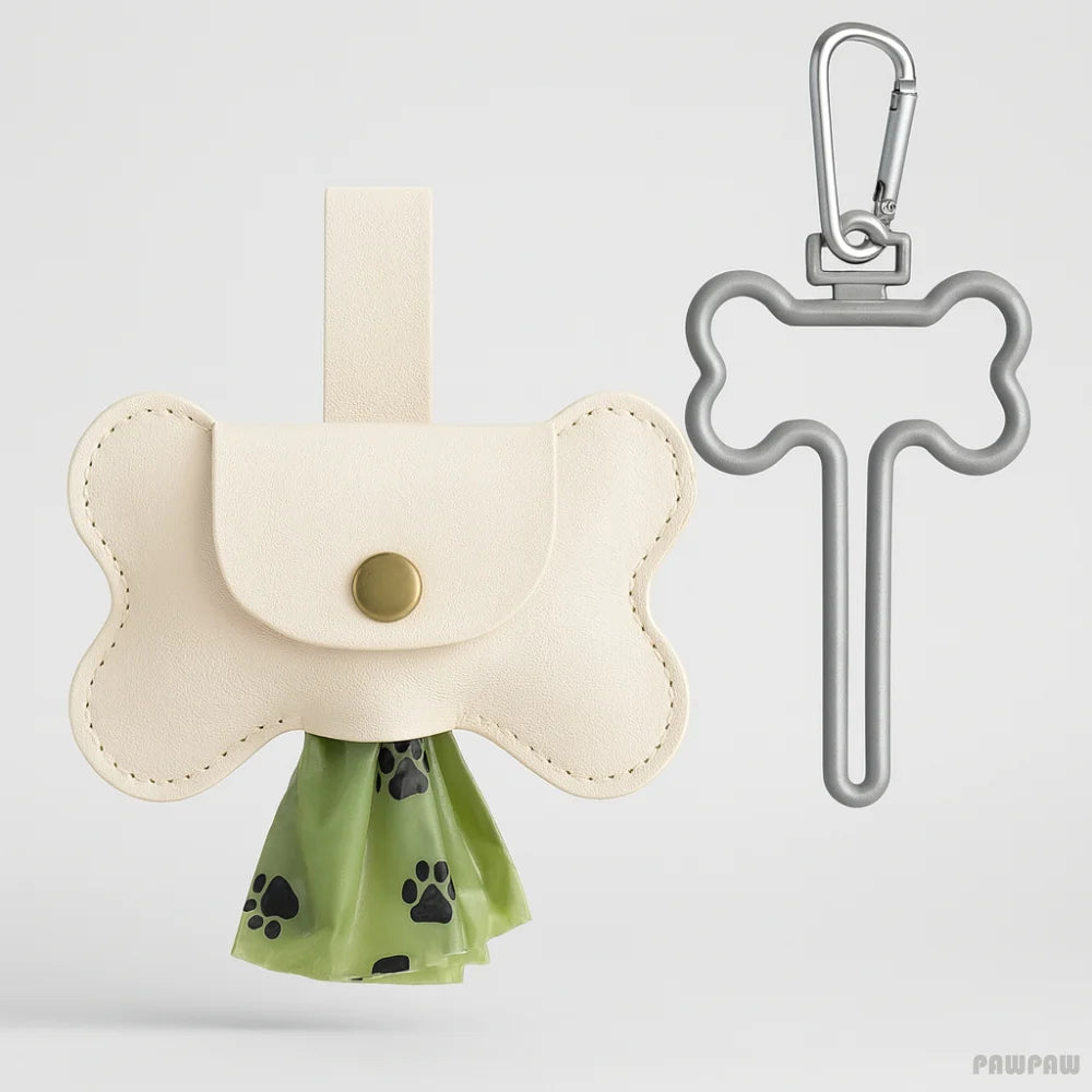 Leather Poop Bag with Hook