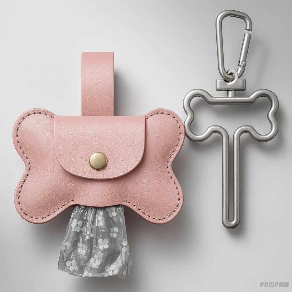 Leather Poop Bag with Hook